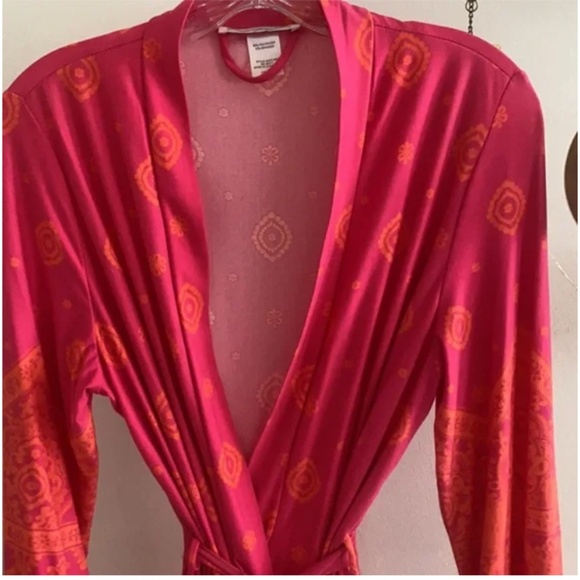 🪞 Linea donatella dreamy printed midi tie front long bell sleeve women’s robe - Picture 2 of 7